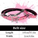 Y2K Aesthetic Colorful Faux Leather Belt, Adjustable Star Decor Dopamine Waist Belt Street Style for Female
