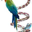Rope Bungee Perch Bird, 83inch Kintor Pure Natural Colorful Bead Cage Chewing Toys for Small Medium Parrot (83inch)
