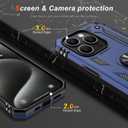 2 x IKAZZ for iPhone 15 Pro Max Case 6.7 Inch with Screen Protector,Military Grade Shockproof Heavy Duty Protective Phone Cover Pass 16ft Drop Test with Magnetic Kickstand Car Mount Holder,Blue