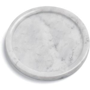 Real Natural Marble Tray, Decorative Stone Round Vanity Tray, Genuine Marble Tray for Bathroom, Kitchen, Dresser, Holding Jewelry, Perfume, Shampoo, 5.5 Inch (4")