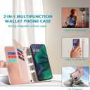 Harryshell Detachable Magnetic Phone Case Compatible with Samsung Galaxy A36 / A56 5G Wallet [ RFID -Blocking ] Card Slots, Cash Zipper Pocket Wrist Strap Lanyard (Floral Rose Gold)
