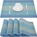 GIVERARE Placemats Set of 4, Heat-Resistant Woven Vinyl Placemat, Non-Slip Washable PVC Table Mat, Easy to Clean Premium Plastic Mats for Dining, Kitchen Table (Light Blue)