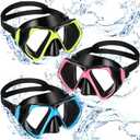Fabbay 3 Pieces Swimming Diving Goggles with Nose Cover Adult Swim Snorkel Goggle Swim Goggle Pack Pool Goggles for Youth Men Women (Multicolor)