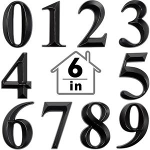 Jetec 10 Pcs House Numbers 3D Door Mailbox Numbers 0-9 Self Adhesive House Door Street Address Stickers for, Apartment, Office, Hotel Room, Mailbox Signs (6 x 4.5 Inches, Black)