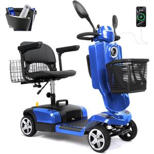 Wooken Powered Mobility Scooter, 4-Wheel Mobility Scooter for Adults, Seniors,264 lbs All Terrain Foldable Powered Mobility Scooter, Electric Powered Wheelchair Heavy Duty Mobility for Travel