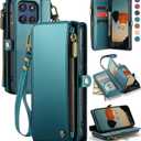 Defencase for Moto G Stylus 5G (2025 & 2026) Case, RFID Blocking Wallet Case for Motorola Moto G Stylus 5G 2026/2025 Leather Flip Strap Zipper Card Holder Phone Wallet Cases for Women Men, Blue Green