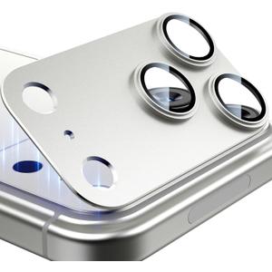 Esanik Upgrade 2 Pack for iPhone 17 Pro Camera Lens Protector, Aluminum Alloy Metal matte Case Tempered Glass Camera Screen Cover, Scratch Resistant Case Friendly (White)