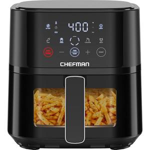 Chefman Air Fryer – 4 QT Compact Airfryer for Quick & Easy Meals, Features Hi-Fry Technology for Extra Crisp, Easy-View Window, Touch Controls with 4 Presets, Nonstick & Dishwasher Safe Basket - Black