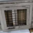 Upolana Dog Crate Furniture, 32 inch Medium Dog Crates with Bed Mat, Wooden Dog Kennel Furniture, End Side Table Dog Cage with 3 Doors, Greige