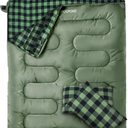 Double Sleeping Bag Flannel for Adults with 2 Pillows 2 Person Sleeping Bags Camping XXL Queen Size Two Person Sleeping Bag for Cold Weather