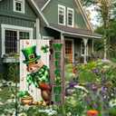 3 x Spring St Patricks Day Garden Flag 12x18inch Double Sided Burlap The Squirrel Lucky Shamrock Garden Flags Happy St. Patrick's Day For Outdoor Yard Patio Lawn Decor,Green Hat with Clovers Gold Coin Pot Welcome Outside Decorations Banner (RMQ88)