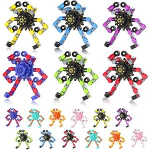 Transformable Fidget Spinners,18PCS Funny Sensory Fidget Toys Deformable Chain DIY Robot Spinner,Fingertip Stress Relief Gyro Toy Easter Basket Stuffers Party Favors