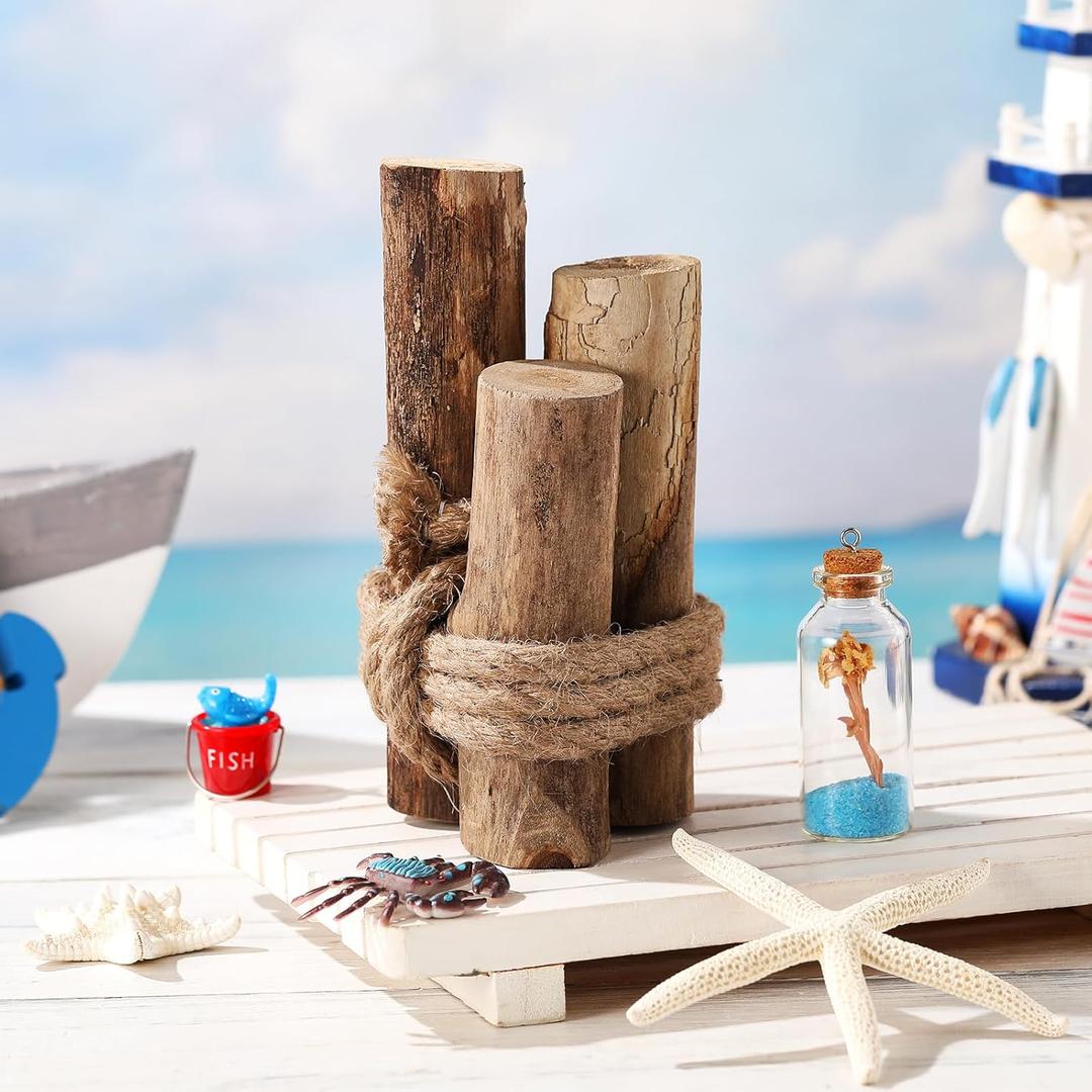 3 Pcs Driftwood Decor Rustic Table Sign Beach Driftwood Piling Farmhouse Coastal Nautical Centerpieces Tables Coastal Decor for Summer Chrismas Kitchen Bedroom Dining Room Decoration House