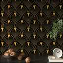 Black and Gold Wallpaper Peel and Stick Modern 17.3" X 78.8" Contact Paper for Cabinets Self Adhesive Removable Wallpaper for Bedroom Art Deco Wallpapers Geometric Waterproof Vinyl Rolls