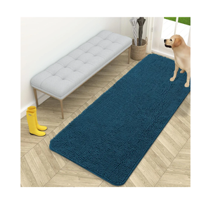 OLANLY Dog Door Mat for Muddy Paws 59x24, Absorbs Moisture and Dirt, Absorbent Non-Slip Washable Doormat, Quick Dry Chenille Mud Mat, Entry Indoor Entryway Carpet for Inside Floor, Atlantic Blue