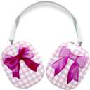 Pink Bow Case Compatible with Apple AirPods Max, Soft TPU Protective Cover, Cute Shockproof Anti-Scratch Case for Women