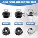 Moxweyeni 48 Pcs Bike Nuts and Safety Washers Kit M8 M9.5 M10 3 Sizes Bicycle Wheel Axle Nuts Black Silver Bicycle Hub Parts for Front Rear Wheel of City Road Mountain