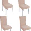 Oparhlei Dining Room Chair Covers - Stretch Jacquard Upholstered Parson Chair Slipcover Set of 4, Removable Washable Chair Seat Protector for Dining Room, Kitchen, Restaurant, Banquet, Khaki
