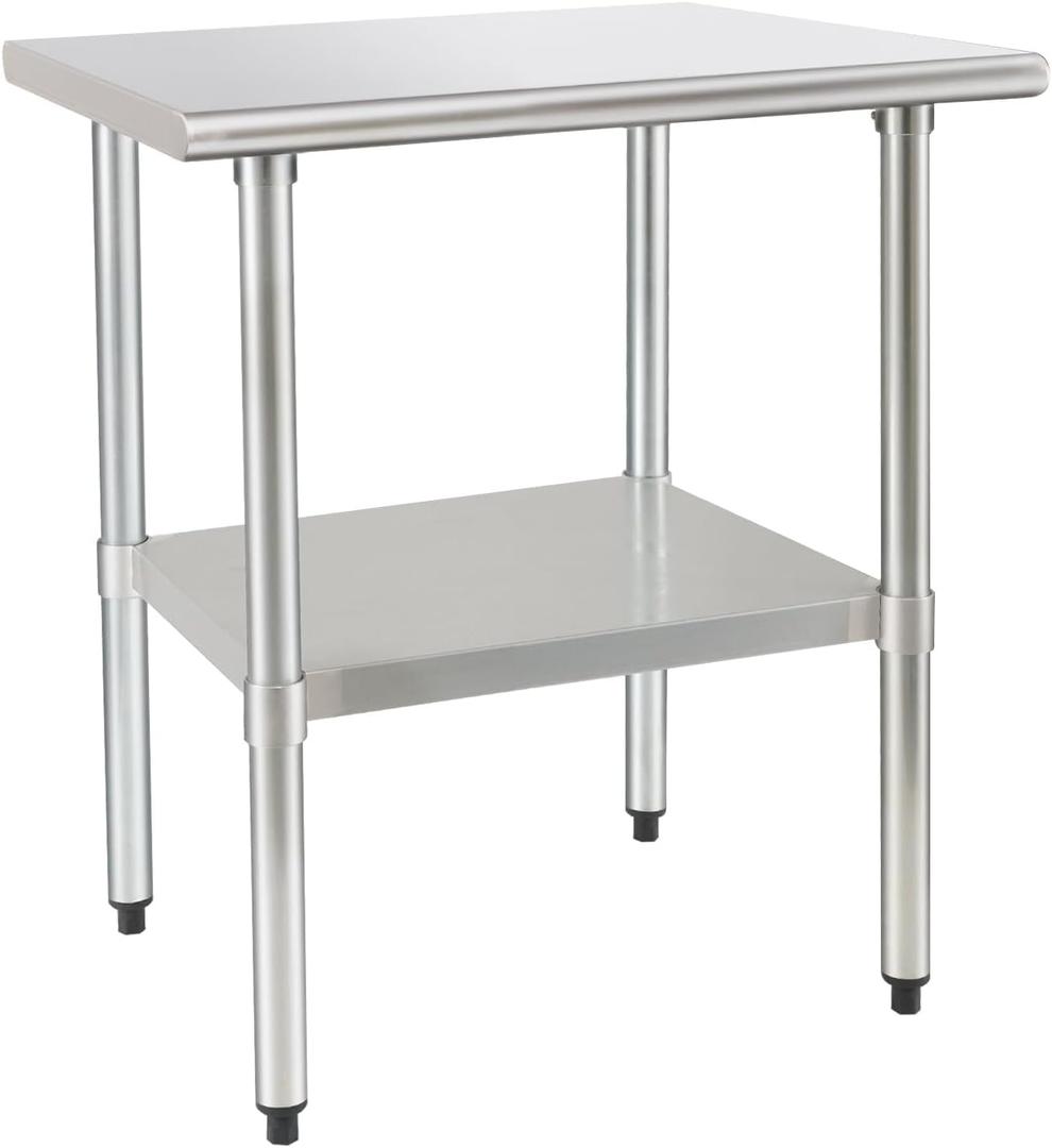 Stainless Steel Table for Prep & Work, 24x30Inches, Metal Commercial Heavy Duty Table with Adjustable Under Shelf and Foot for Restaurant, Home and Hotel, Metal Weather Resistant