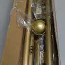 ENJOYBASICS No Drill Curtain Rods for Window 48 to 84 Inches, 5/8 Inch Diameter Renter Friendly Drapery Rod with Adhesive Brackets without Drilling, Adjustable from 27 to 90 Inches, Gold