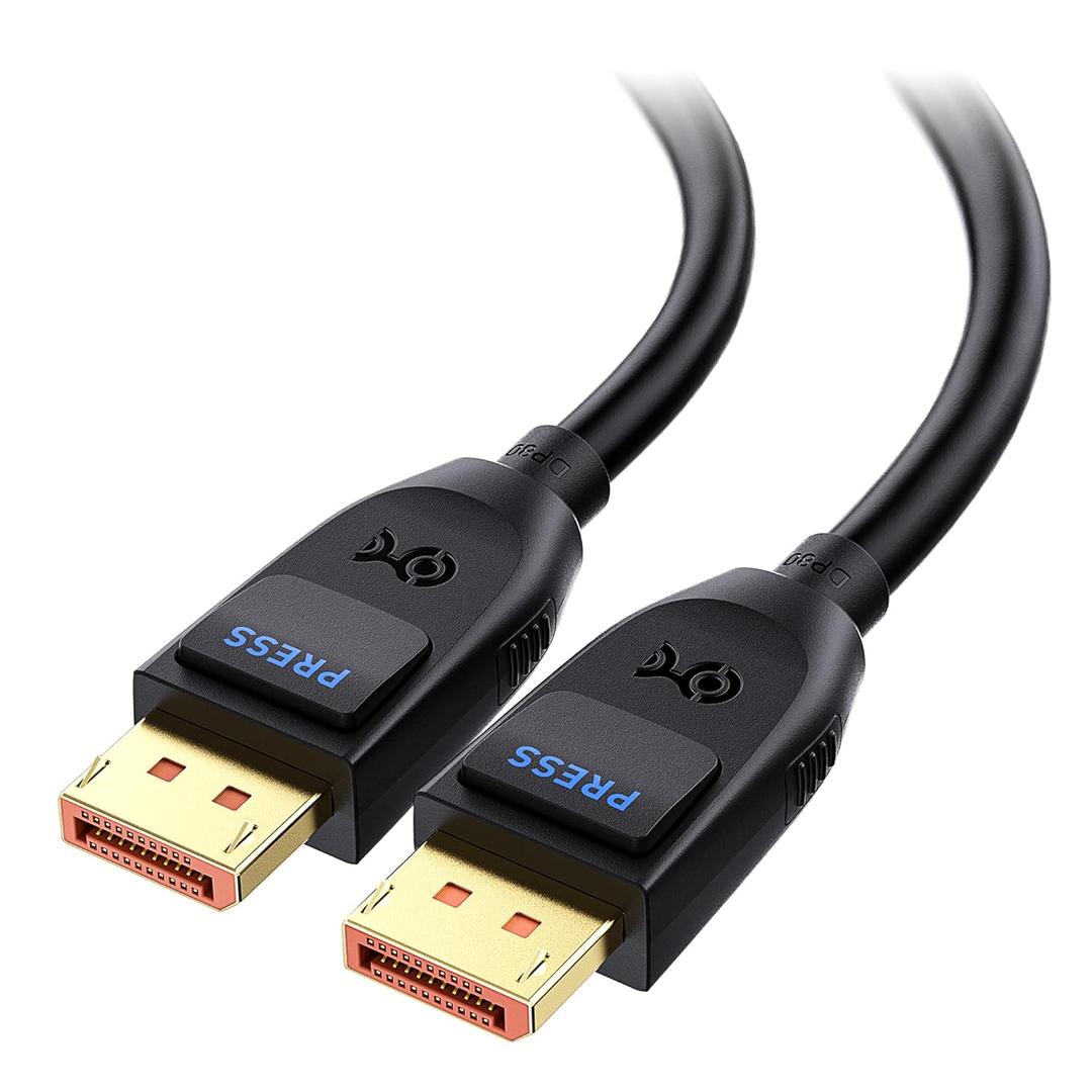 Cable Matters [VESA Certified] 80Gbps DisplayPort 2.1 Cable - 6.6ft / 2m, DP80 Cable with 16K 60Hz, 8K 240Hz, 4K 240Hz, FreeSync, G-SYNC and HDR for Gaming Monitor, PC, RTX 4080/4090, RX 7900, Black
