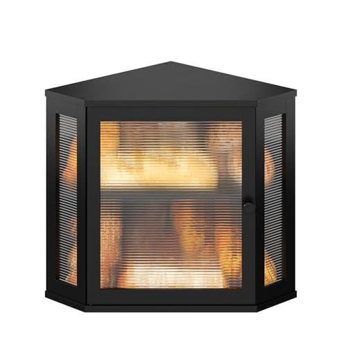 Wieghda Corner Bread box for Kitchen Countertop,Farmhouse Acrylic Wavy Door Panel Food Storage Large White Bread box Container