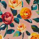 Pink Floral Wallpaper Peel and Stick, Watercolor Orange/Yellow Rose Contact Paper 17.5" x 118", Boho Wall Paper Self Adhesive Waterproof Removable for Girl Bedroom Shelves Cabinet Drawer Table Decor