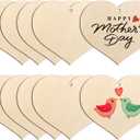 Large Size 7" Wooden Valentine's Day Happy Mothers' Day Ornaments to Paint, DIY Blank Unfinished Wood Ornament for Crafts Hanging Decorations (Beige Heart)