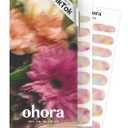 ohora Semi Cured Gel Nail Strips (N Floral Fantasy) - Rainbow, Ombre, Works with Any UV/LED Lamps, Salon-Quality, Long Lasting, Easy to Apply & Remove - Includes 2 Prep Pads, Nail File & Wooden Stick
