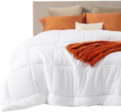 Bedsure Comforter Duvet Insert - Quilted Comforters Cal King Size, All Season Duvet, GentleSoft Down Alternative Bedding, with 8 Tabs, Gifts for Women/Men, White, California King 96 X 102 Inches