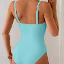 B2prity Cutout One Piece Swimsuit Tummy Control Ruched Monokini Color Block Bathing Suit for Cruise Vacation (Blue, XL)