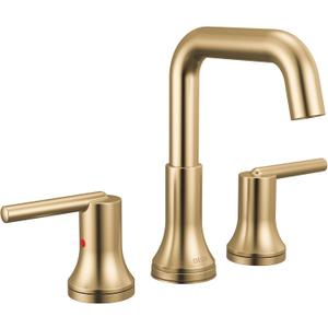 Delta Trinsic U-Spout Widespread Bathroom Faucet, Gold 3-Hole Bathroom Sink Faucet, Metal Push-Pop Drain Assembly, Champagne Bronze 3554-CZMPU-DST