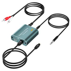 192kHz DAC Audio Converter Digital to Analog Audio Converter, 7ft/2.1m Optical Audio to 3.5mm RCA AUX Cable, Optical to RCA Adapter with Dual 3.5 mm Jacks for PS3 PS4 HDTV Blue Ray DVD Sky