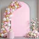 7.2FT Pink Arch Backdrop Cover - Polyester Fitted Wedding Arch Stand Covers Round Top Chiara Arch Backdrop Cover for Birthday Party Banquet Photo Background Decoration