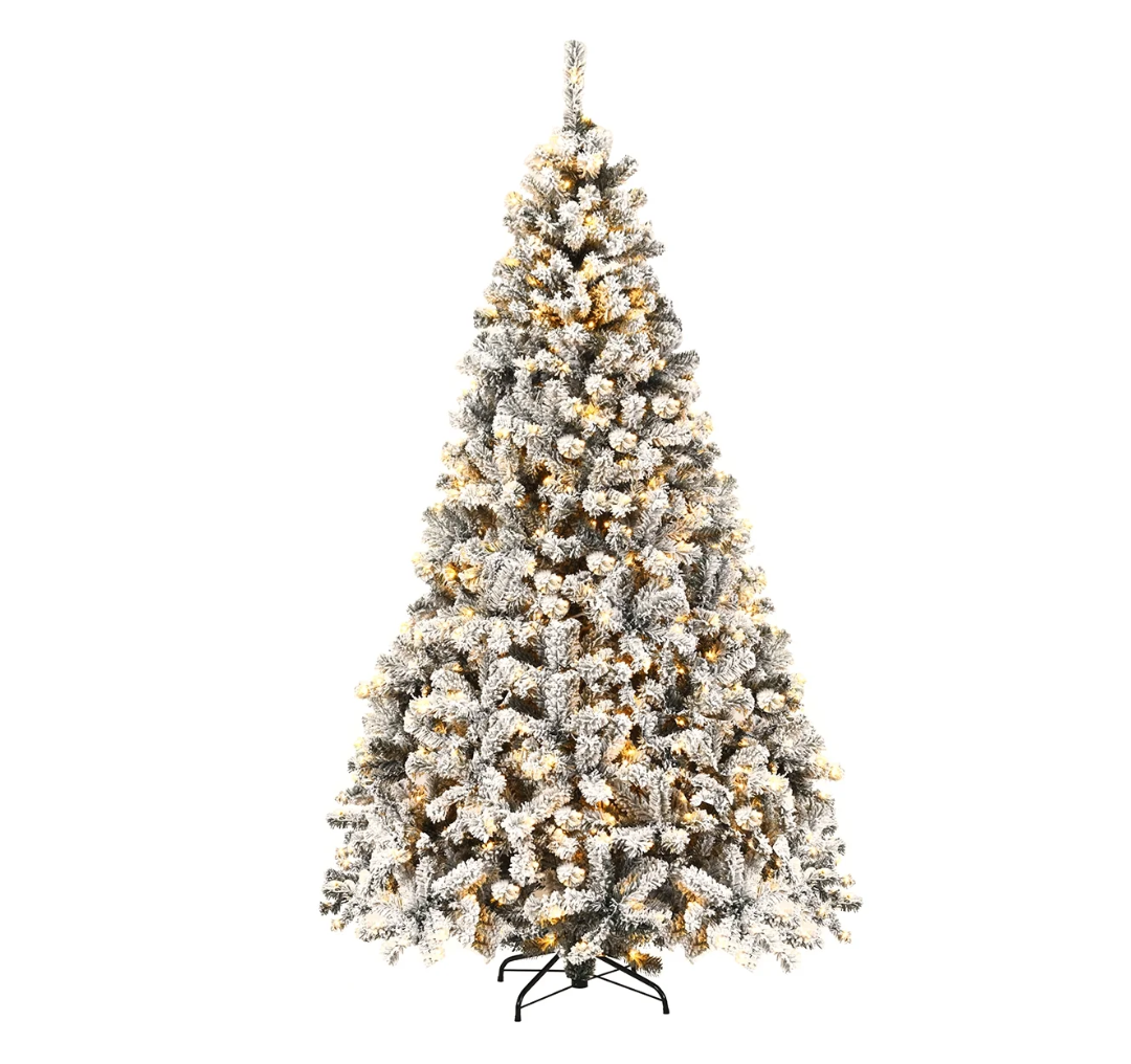 7.5 ft Prelit Premium Snow Flocked Hinged Artificial Christmas Tree with 450 Lights