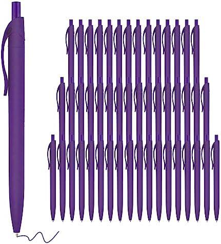 deegtran Retractable Ballpoint Pens, Medium Point, Purple Ink, Soft Grip, No Bleed, Smooth Writing, Retro Style, Unisex, Ambidextrous