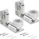 SMARTSTANDARD Sliding Barn Door Floor Guide for Bottom Adjustable Roller - 8 Setup Options for DIYers - Flush Design Bottom Flat Barn Door Floor Guide Stay Roller (Brushed Nickel) 2PCS