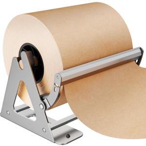 DIY Crew 12 Inch Paper Roll Dispenser and Cutter - Heavy-Duty Wall Mountable, Non Slip Tabletop - Kraft, Freezer, Butcher Paper - Up to 1000ft Rolls (Silver)