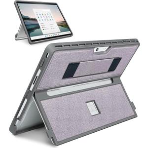 Case fit Microsoft Surface Pro 11/10/9/8 13-Inch, with Stent Cover, Hand Strap, All-in-one Rugged Case Compatible with Type Cover Keyboards,Light Purple