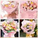 338Pcs Flower Bouquet Wrapping Paper Kit, Waterproof Floral Wrapping Paper Florist Bouquet Supplies with Crowns Butterfly Decor Pearl Pins and Ribbons for Birthday Wedding DIY CraftTranslucent Pink