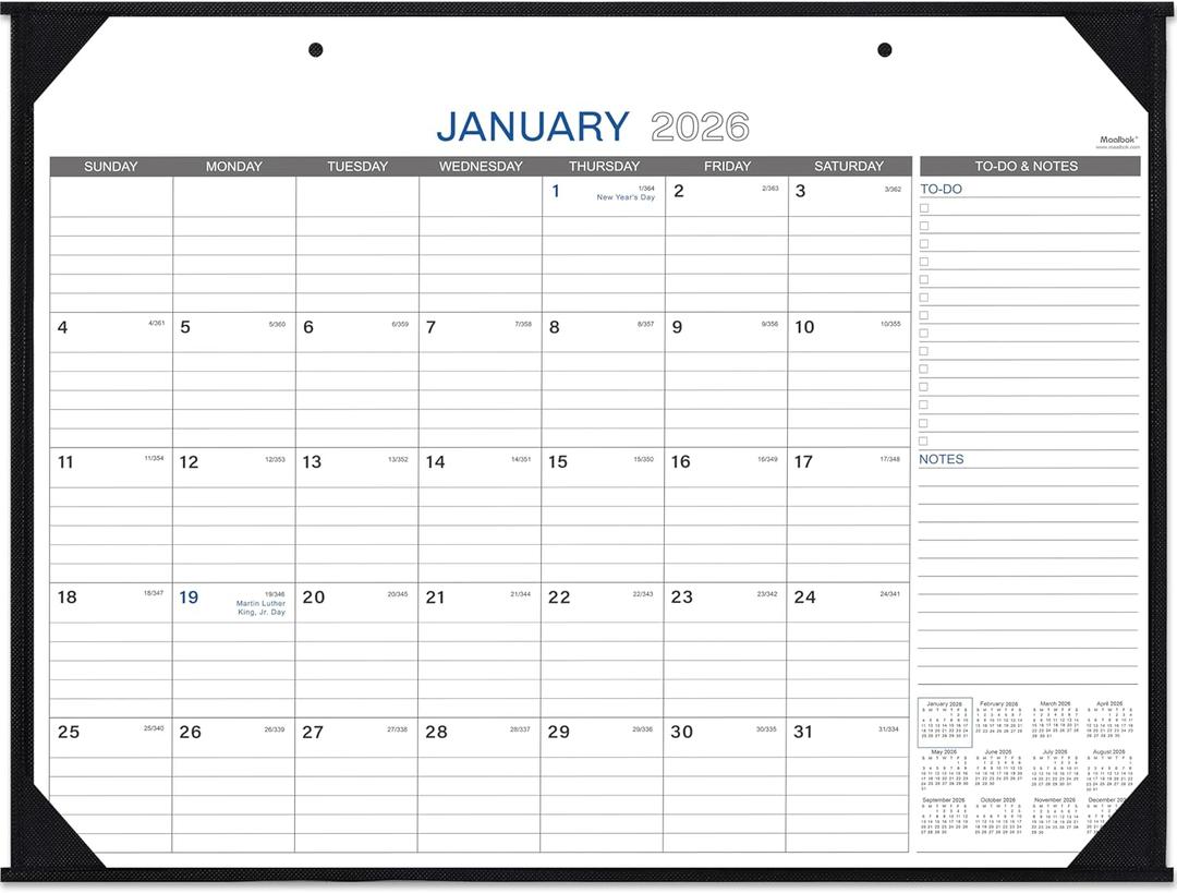 2026 Desk Calendar - Large Desk Calendar, Jan 2026  Dec. 2026, 22" x 17", Office Supplies, Corner Protector, Ruled Blocks, 2-in-1