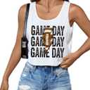 Women's Casual Game Day Shirts Trendy Football Cropped Tank Tops Cute Graphic Crop Tops for Teen Girls (XL)