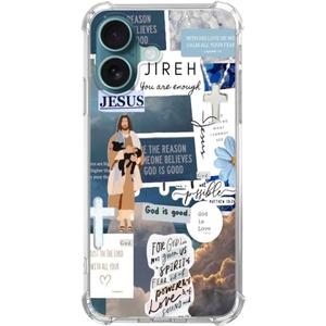 Blue Christian Aesthetic Case Compatible with iPhone 16, Jesus Lamb God Phone Case for iPhone 16, Cool TPU Bumper Phone Case Cover
