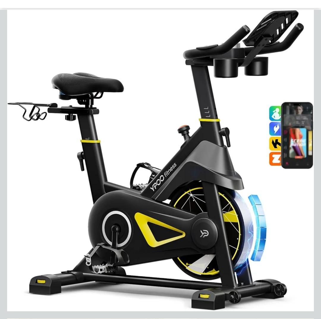 Exercise Bike, Adjustable Magnetic Resistance Stationary Bikes for Home Cardio with Exclusive App, Indoor Cycling Bike with 330lbs Weight Capacity Comfortable Seat, Tablet Mount and Fitness Courses