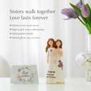 Resin Sister Figurine Statue, 6" Hand-Painted Friendship Sculpture for Best Friends, Sisters, Women  Unique Gift for Birthday, Christmas, Elegant Home Decor Keepsake with Best Wishes Card (White)