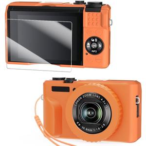 2 x Silicone Case for Powershot G7X Mark II Digital Camera with with Removable Lens Cover and Screen Protector and a Lanyard for Powershot G7X Mark II Accessories -(Orange)