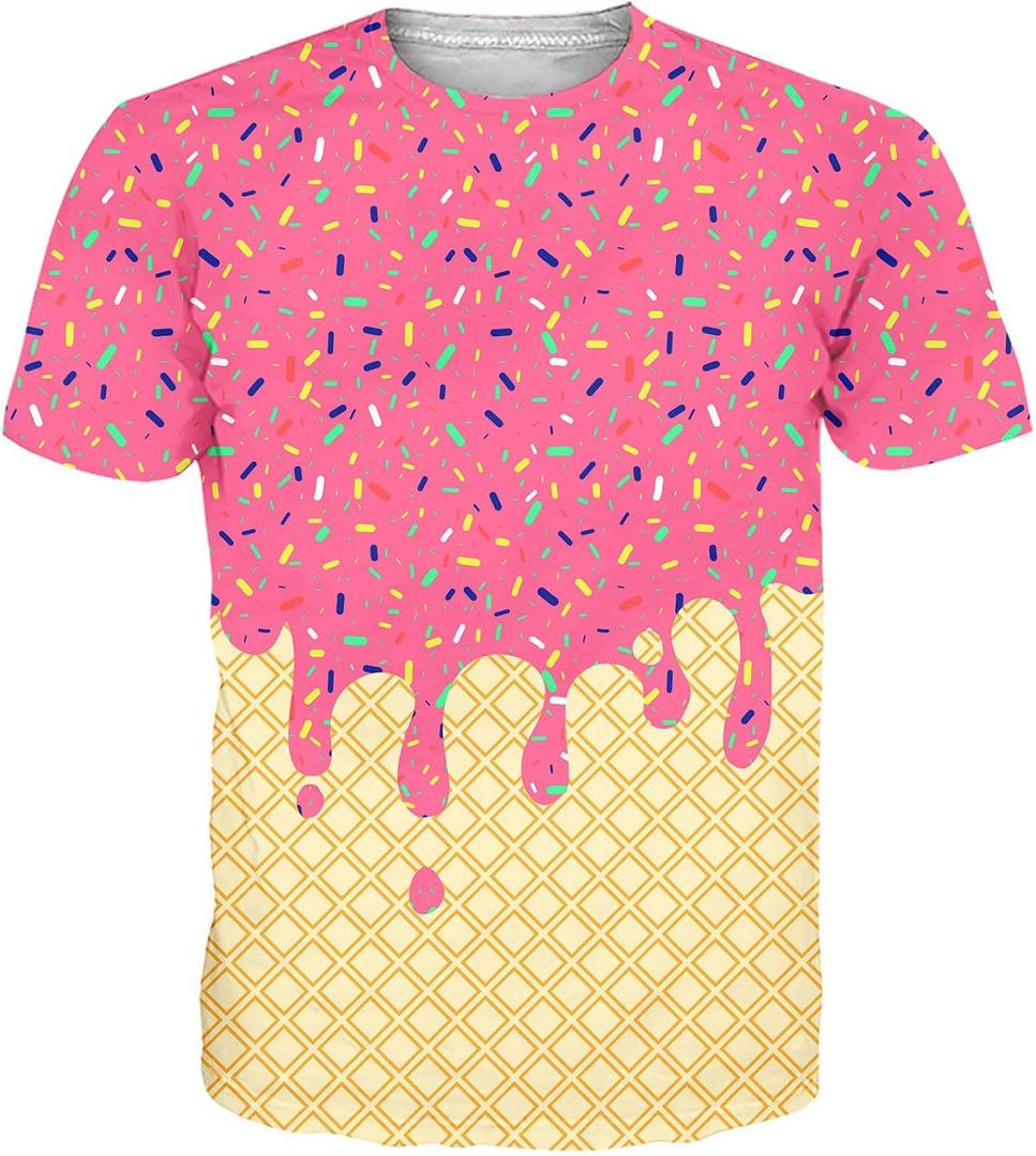 Move Dance Men Kids T-Shirts Ice Cream Crewneck Short Sleeve Summer Graphic Tees Top, Medium