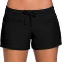 WILLBOND Women Swimsuit Shorts Tankini Swim Briefs Plus Size Bottom Boardshort Summer Swimwear Beach Trunks (Medium, Black)