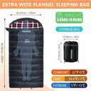 0 Degree Sleeping Bag 100% Cotton Flannel XXL Cold Weather Winter Oversized Sleeping Bag for Adults Camping Zero Degree Big and Tall with Compression Sack