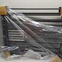 COMOMY Metal Freestanding Dog Gates, 203cm Extra Wide Pet Barrier, Black